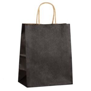 Medium Black twisted Handle Bags with Serrated Top