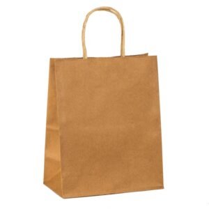 twisted Handle Bags with Serrated Top brown kraft