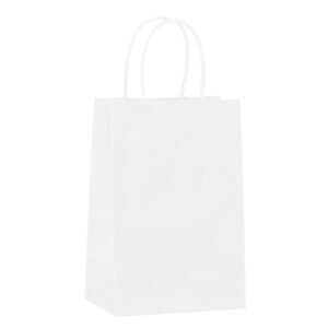 White Small Handle Bags with Serrated Top