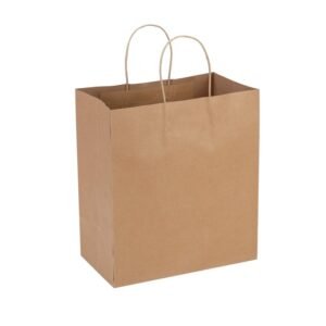 Plain twisted Handle Bags with Straight Top Brown