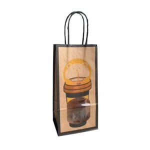 twisted Handle Bags with Window for coffee cups
